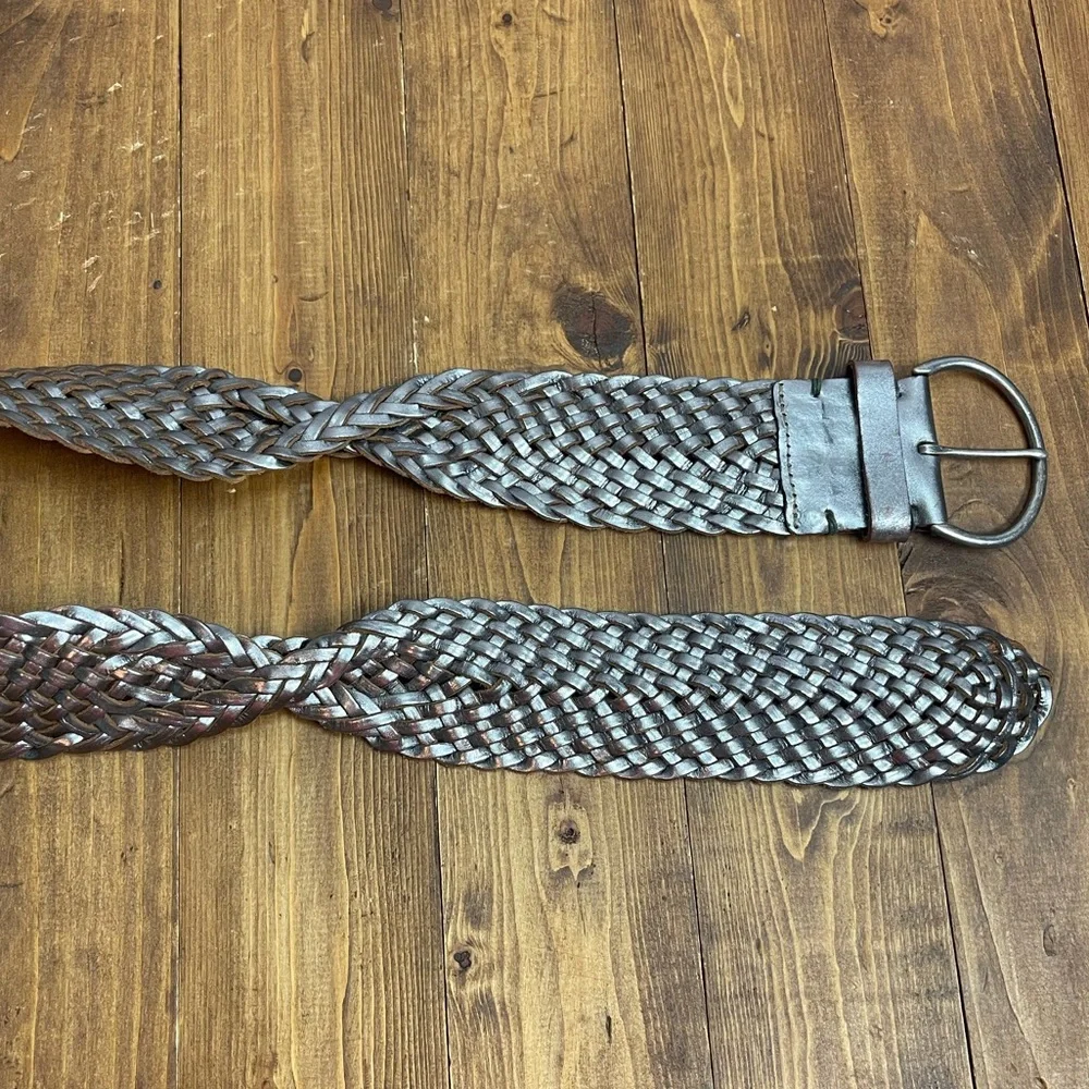 Gap metallic pewter braided leather belt size small